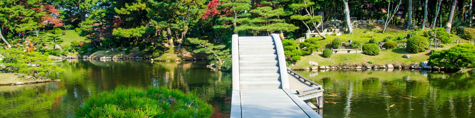Shukkeien Japanese style garden in Hiroshima , Japan