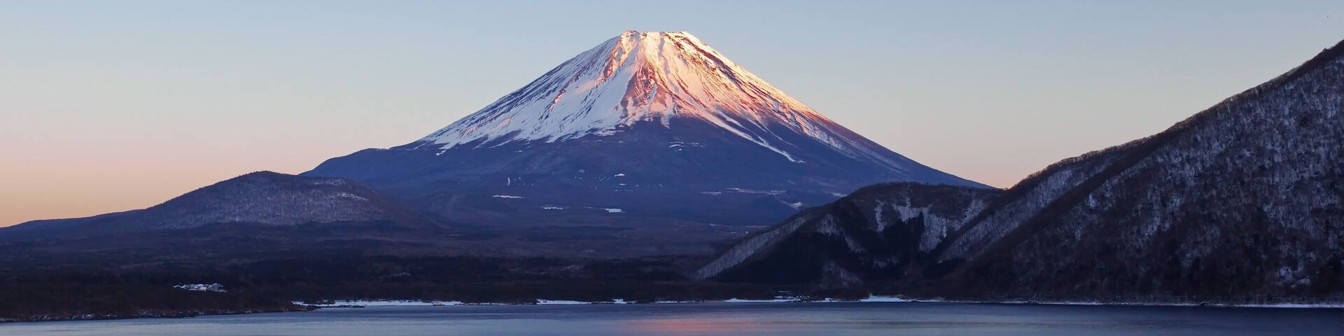 Mountain fuji and Lake Motosu in spring season