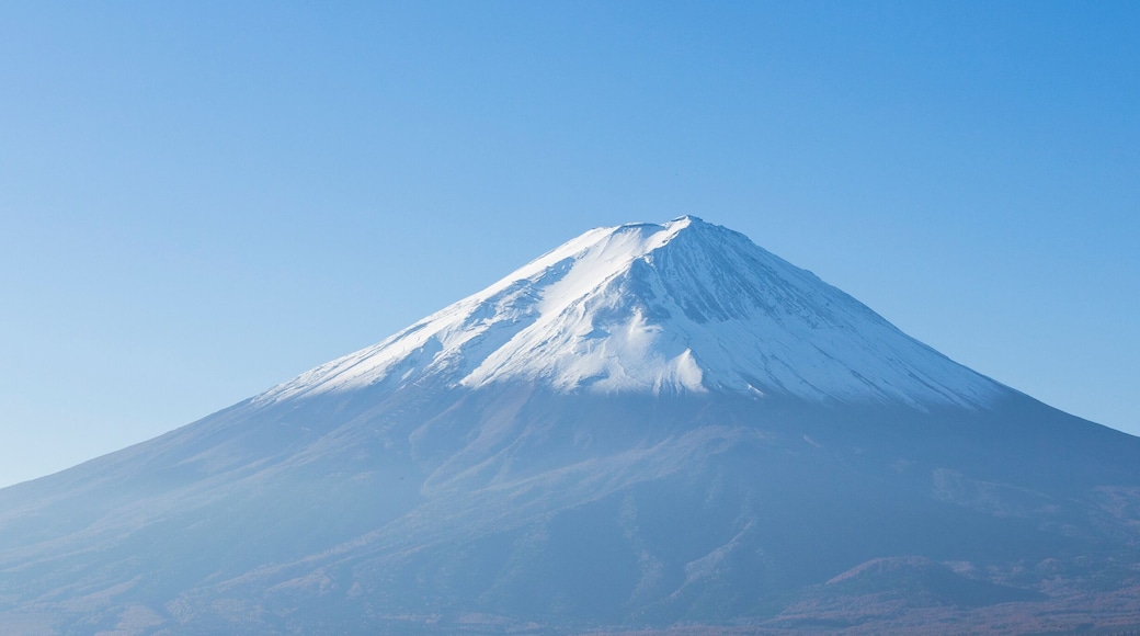 Panorama of Mt. Fuji view from Kawaguchi-ko lake. Yamanashi. Jap