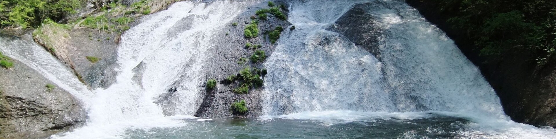 Kamafuchi Falls (Kamafuchi no taki) in Hanamaki City, Iwate Prefecture, Japan