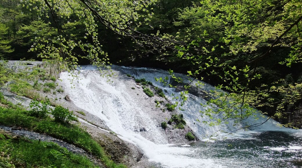 Kamafuchi Falls (Kamafuchi no taki) in Hanamaki City, Iwate Prefecture, Japan