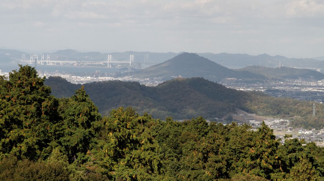 Nice view of the Seto-Ohashi (Great Seto Bridge), about 20 km away. You can't see the entire bridge, it's about 13 km (8 mi) long.