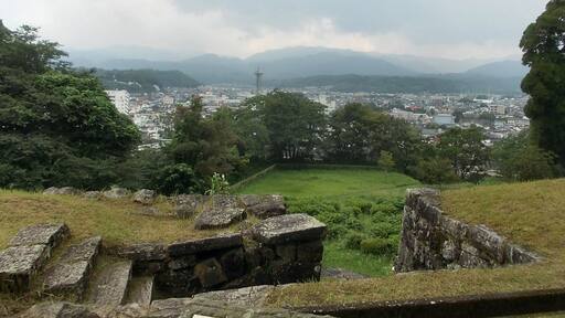 Hitoyoshi city panorama from the site of Hitoyoshi Castle Ni-no-maru.