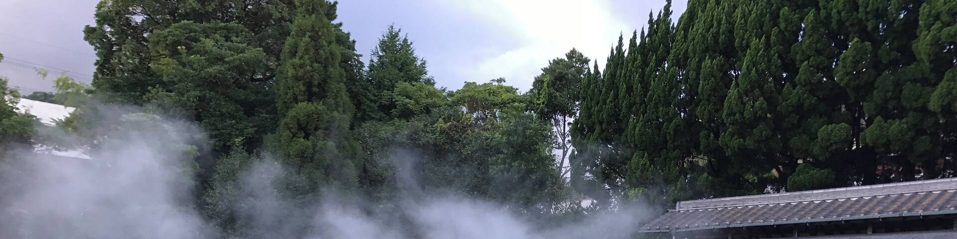 湯煙を上げる白池地獄