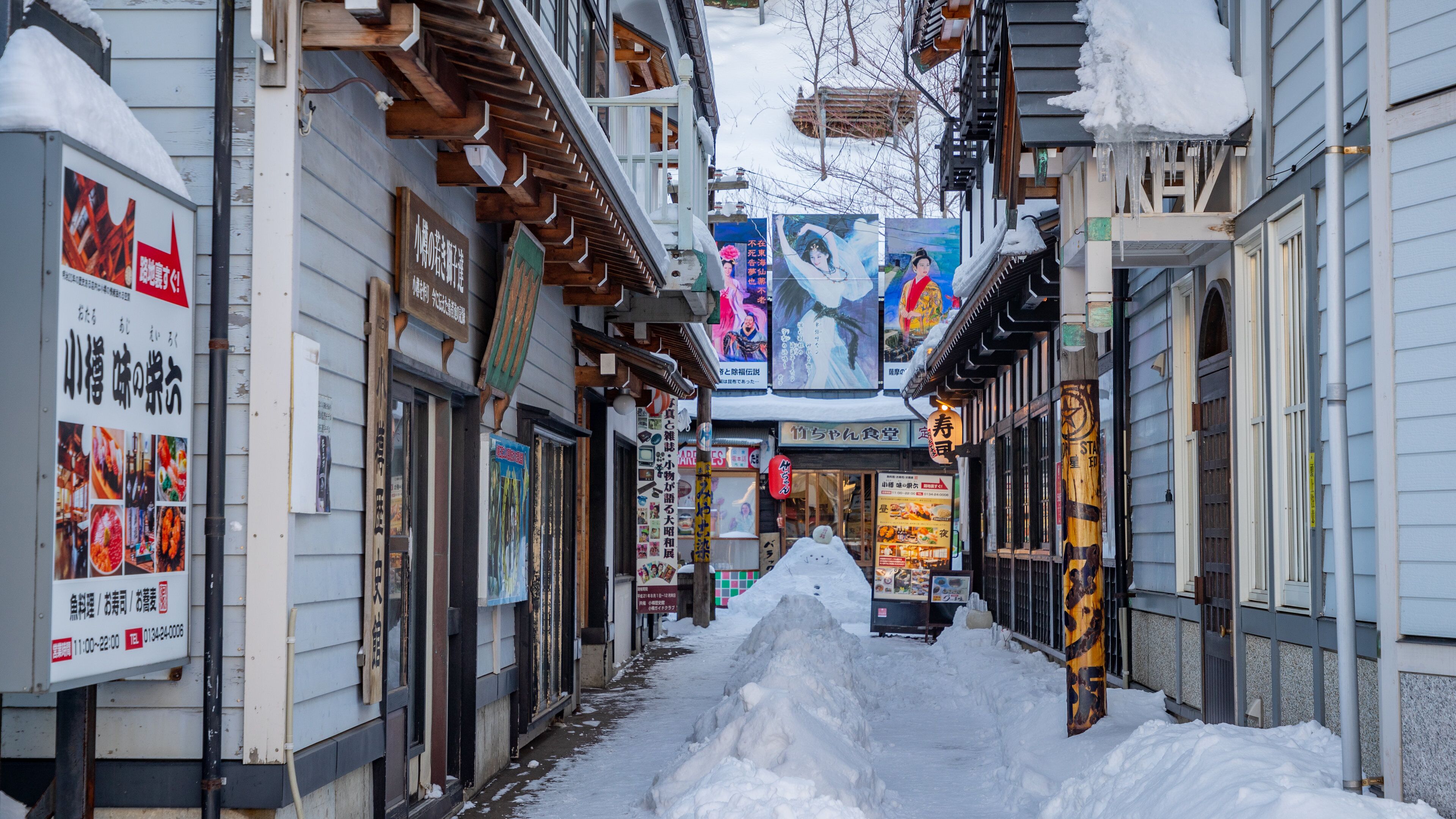 Sakaimachi Street showing snow