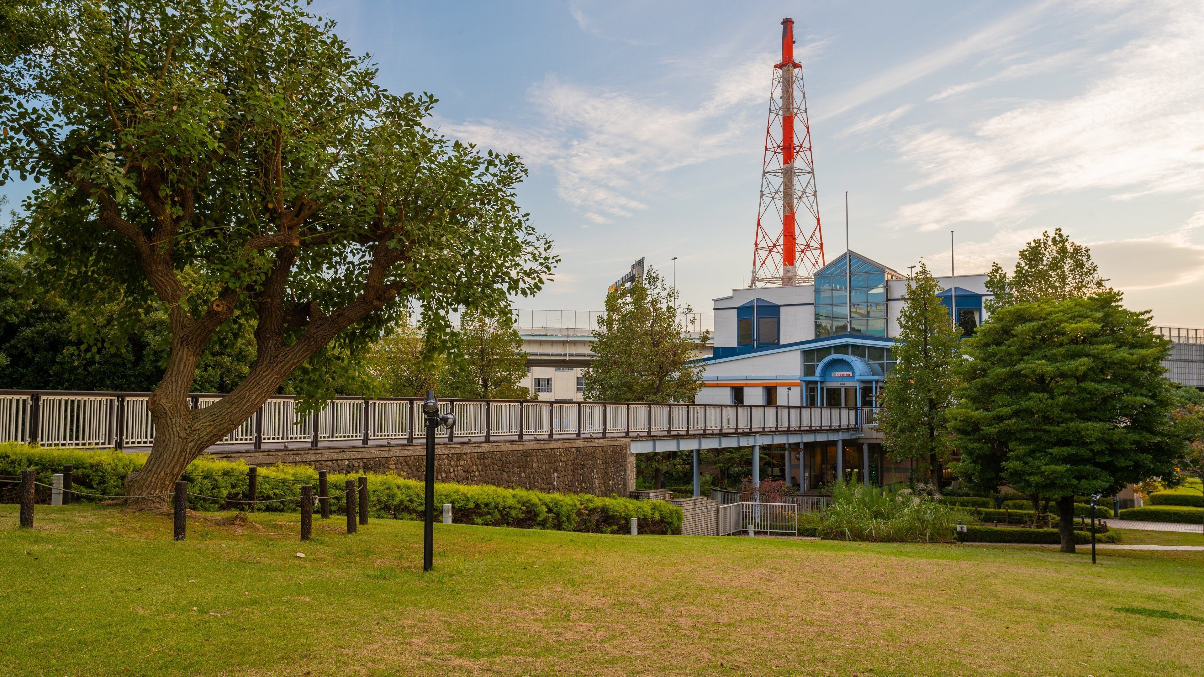 Kirin Beer Village showing a sunset and a park