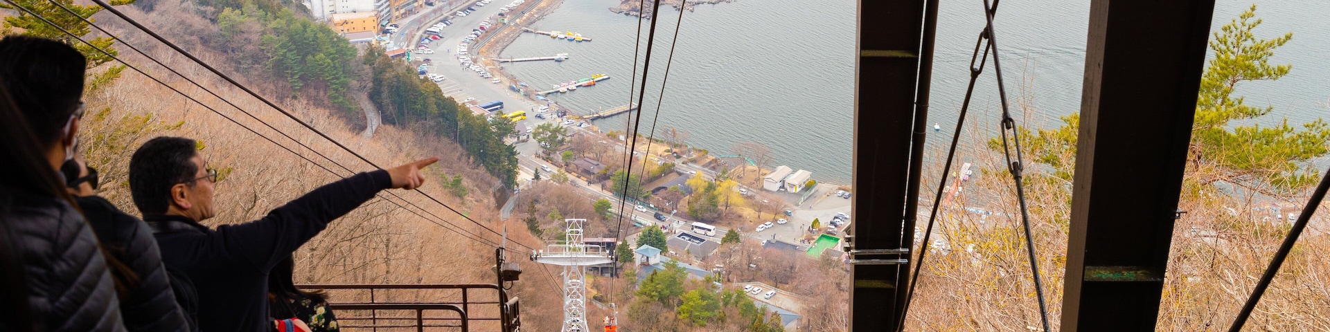 Mt. Kachi Kachi Ropeway showing a gondola as well as a small group of people