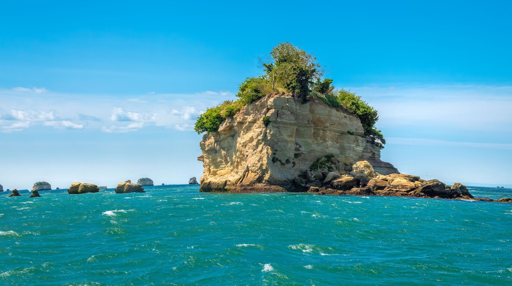 Collection of rocky outcrops protecting Matsushima bay fron the Pacific Ocean waves, Sendai, Japan