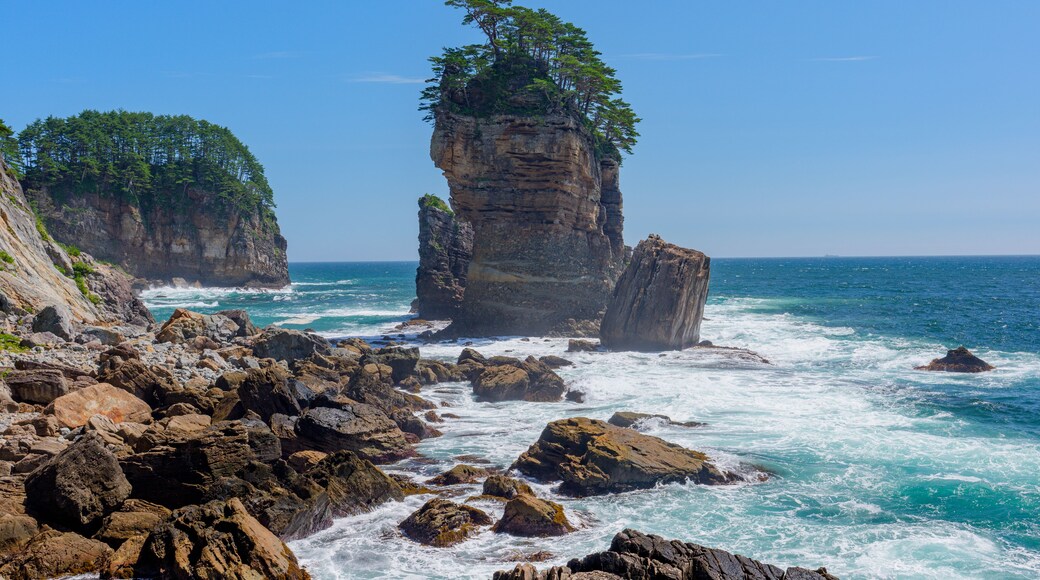 Sanno-iwa Rocks and dramatic ria coastline in Taro, Miyako, Iwate, Japan