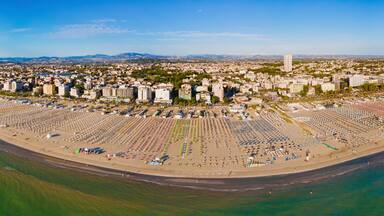 town of rimini with a view of the sea and a large beach - big panorama