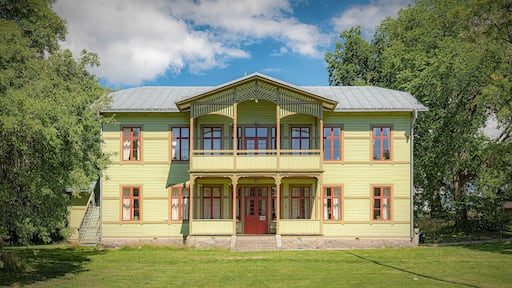 Front view of the old hospital building at Ronneby brunnspark in Sweden.