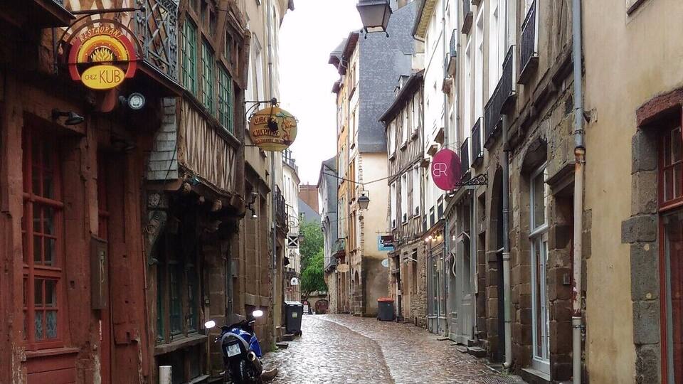 I loved the rainy, coddled streets in Rennes.