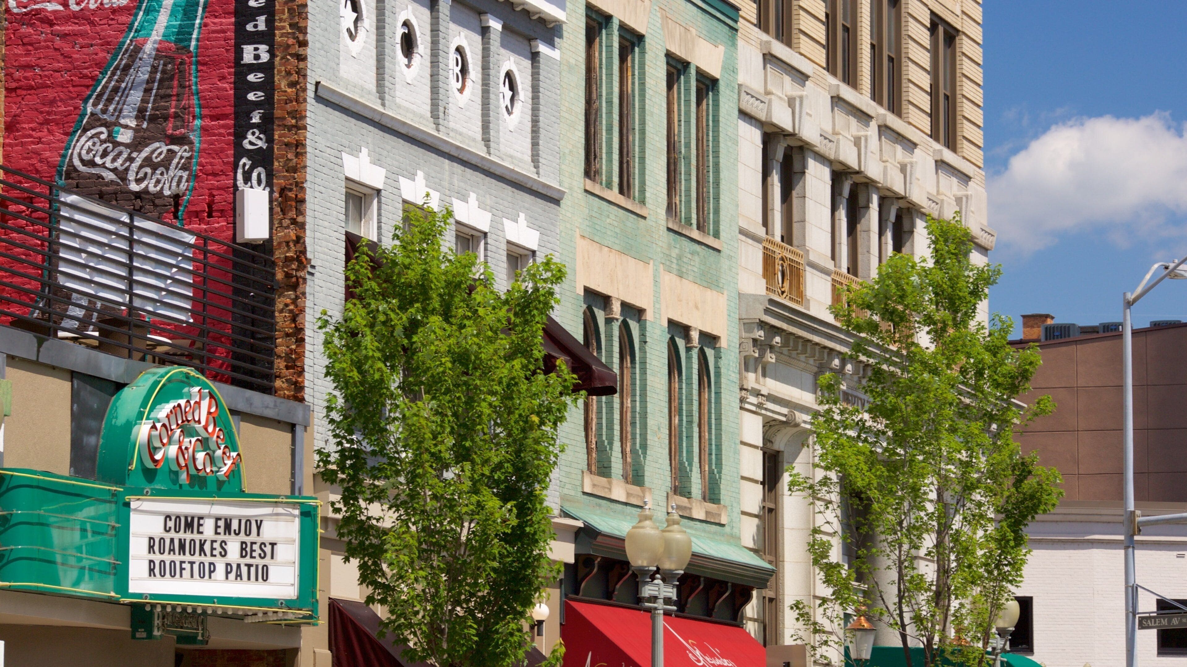 Roanoke showing signage and heritage elements