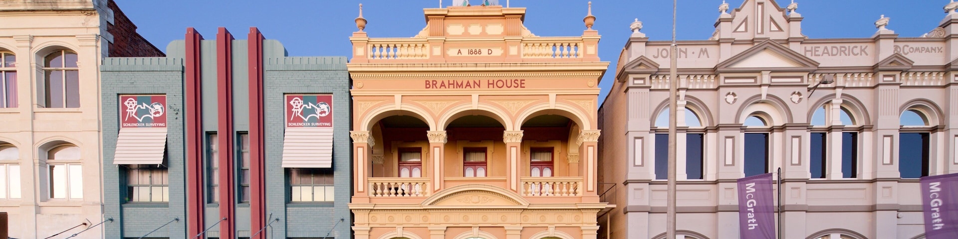 Rockhampton montrant scĂšnes de rue, patrimoine historique et patrimoine architectural