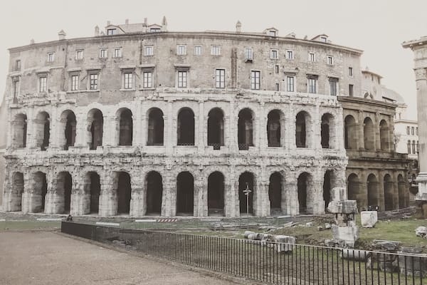 I think this is my favorite building in Rome, the Teatro di Marcello. The bottom portion, which closely resembles the Colosseum, was built in about 13 BC, and are the ruines of an ancient Roman open-air theater. The top, more ‘modern’ portion, was added on in the early 1100’s and is currently the home of some of Rome’s richest citizens.