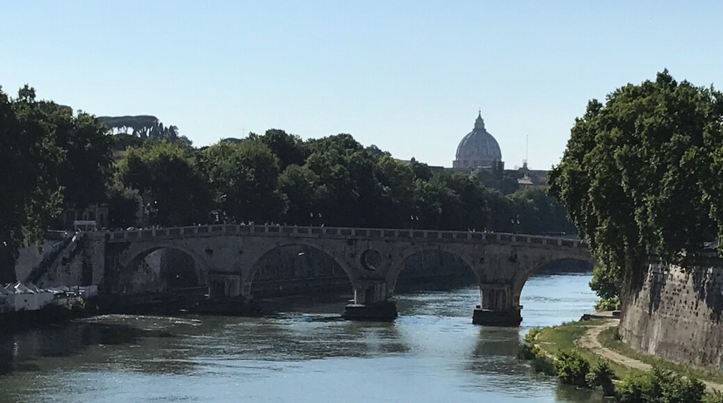 View of River Tevere with Ponte Sisto and St. Peter's Basilic in the Background