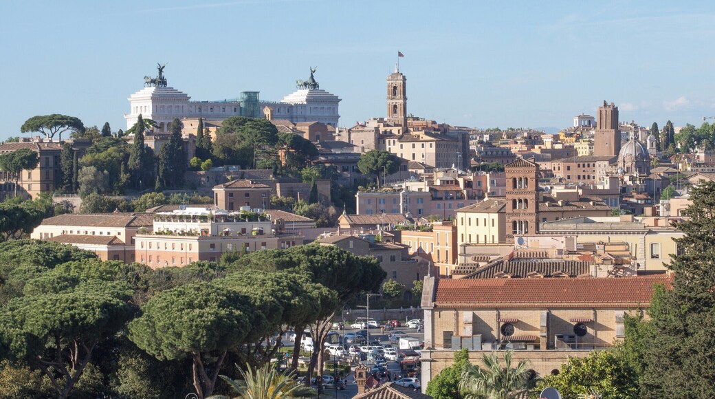 Giardino degli Aranci, the orange garden, offers a beautiful view over Rome and sights as Vittorio Emanuel and St.Peter's Basilicas dome. This place is especially popular at sunset, when the park seems to be full of couples in love.