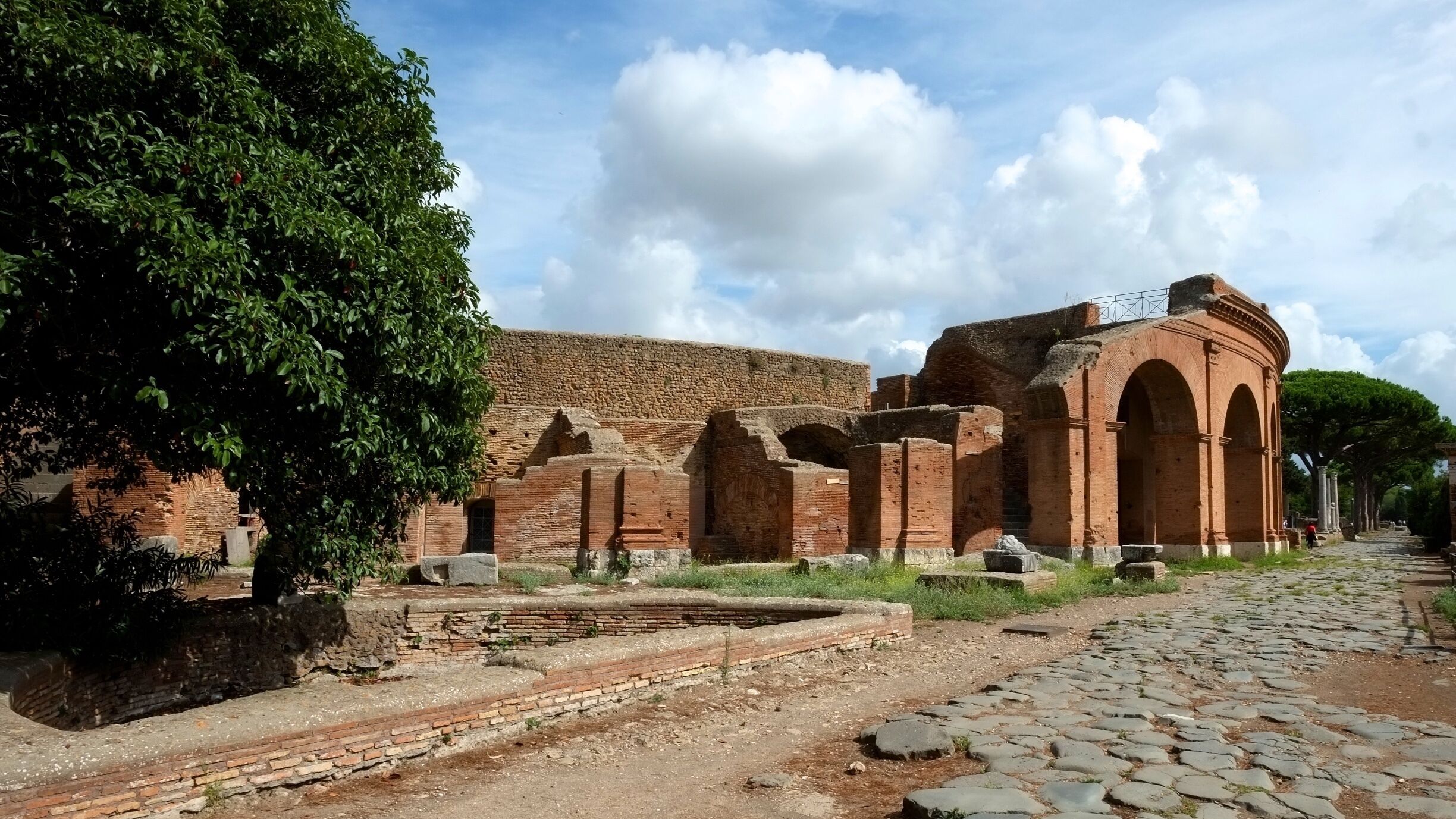 Ostia Antica, just 30 minutes from the Colosseum, offers ancient thrills to rival Pompeii.  Ostia, at the mouth of the Tiber River, was founded around 620 B.C.; its central attraction was the salt gleaned from nearby salt flats, which served as a precious meat preserver. Later, around 400 B.C., Rome conquered Ostia and made it a naval base, complete with a fort. By A.D. 150, when Rome controlled all the Mediterranean, Ostia served as its busy commercial port.