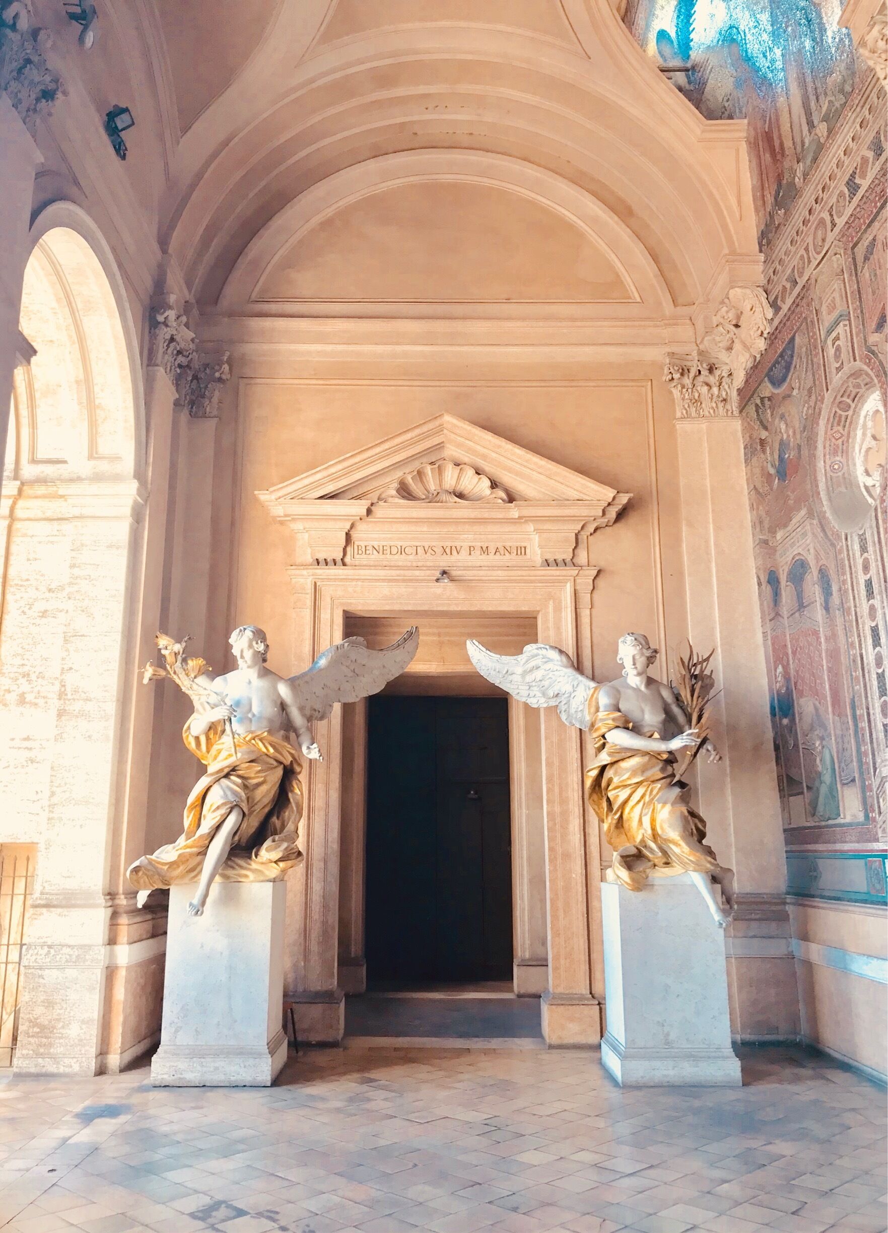 The terrace on the second floor of the Basilica di Santa Maria Maggiore. There’s a beautiful mosaic wall to the right worth a visit. 