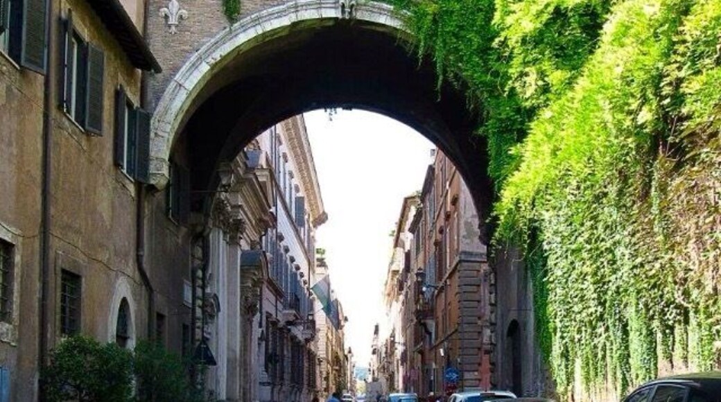 In the gardens behind Palazzo Farnese, you'll find this archway spanning over the Renaissance street of Via Giulia. It is part of an incomplete project by Michelangelo to connect Palazzo Farnese to Villa Farnesina on the other side of the Tiber River.
#instone