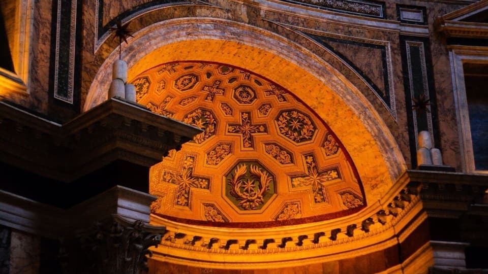 Staring at the details of the ceiling of The Pantheon.