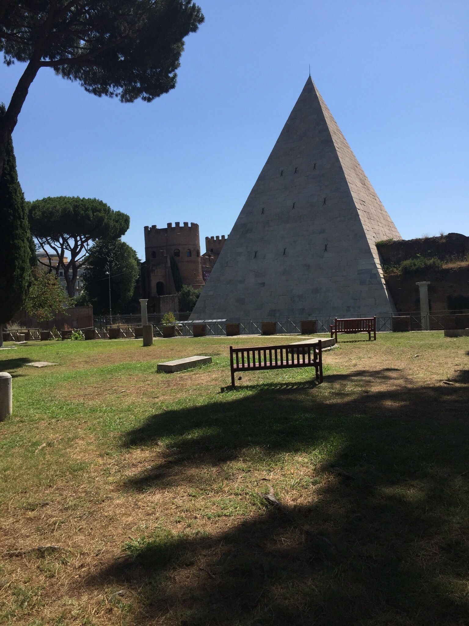 The only Pyramid in Rome, the burial site of Caius Cestius, built between 18 and 12 B.C.