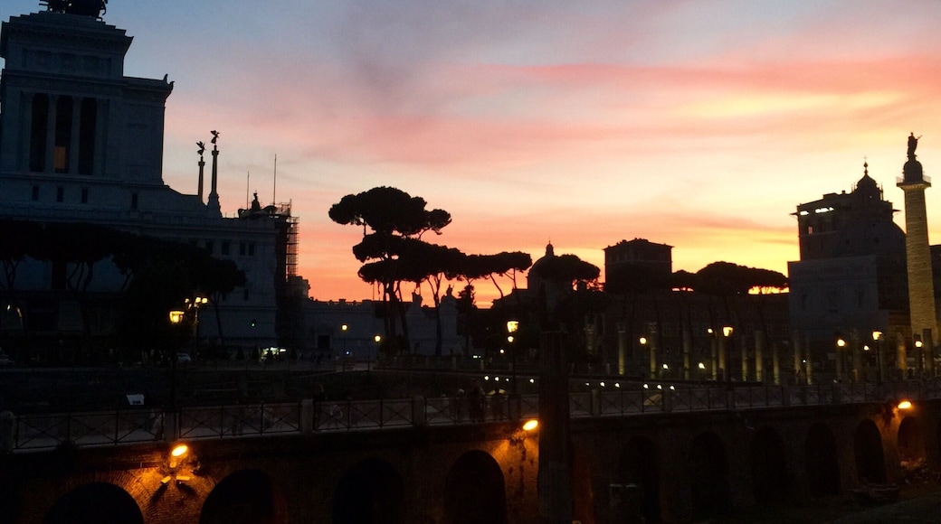 View from the forum of Augustus looking towards the Piazza Venezia, Rome at sunset