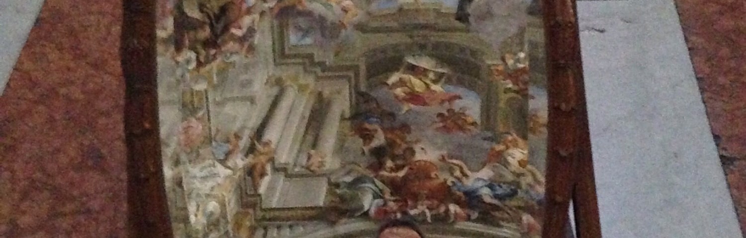 There was mirror placed under the Fresco of the ceiling which caught me in the photo.
Beautiful!!😍