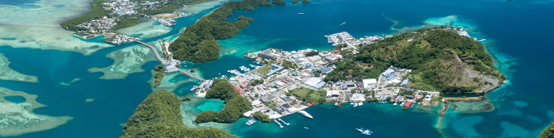 Wide angle aerial shot of Palau