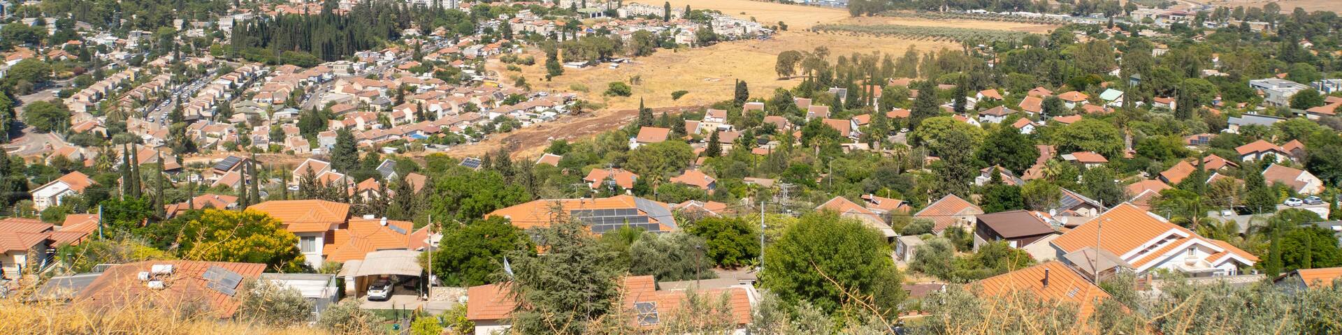 View over Rosh Pinna residential area, Upper Galilee, northern Israel, in summer
