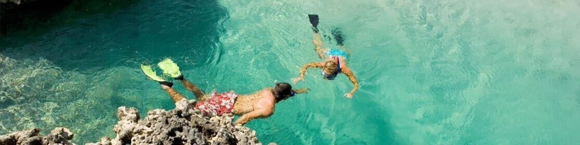 Swimming in crystal clear water