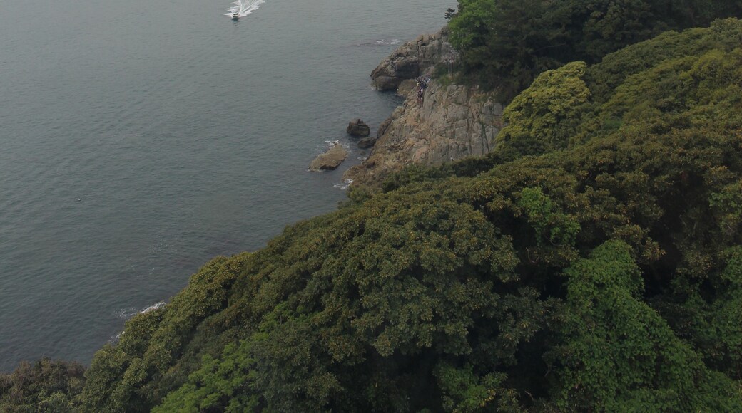 The Geobukseon Bridge and Yeosu coast, view from Odongdo lighthouse of Odongdo Hallyeohaesang National Park on 2017.