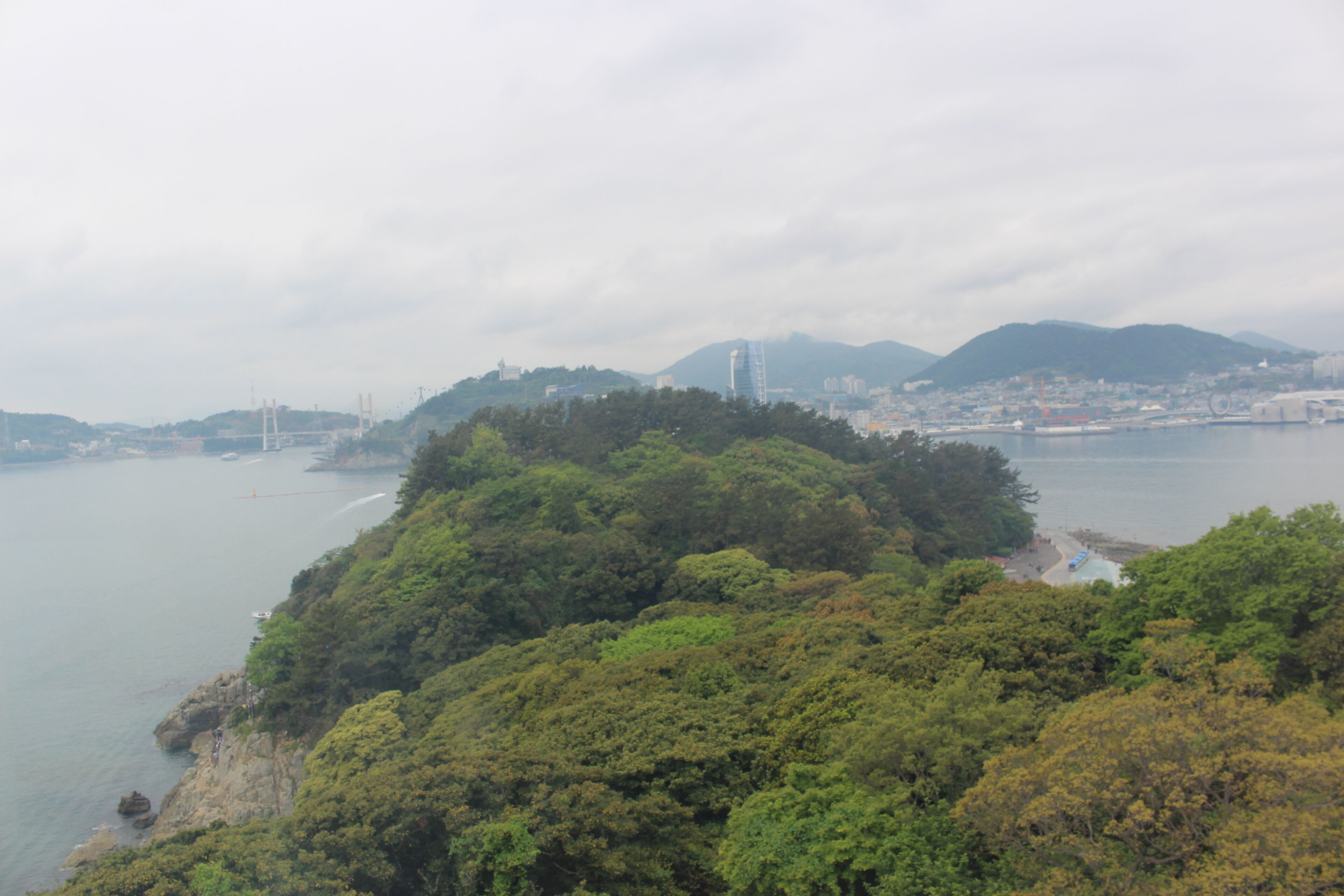 The Yeosu coast, view from Odongdo lighthouse of Odongdo Hallyeohaesang National Park on 2017.