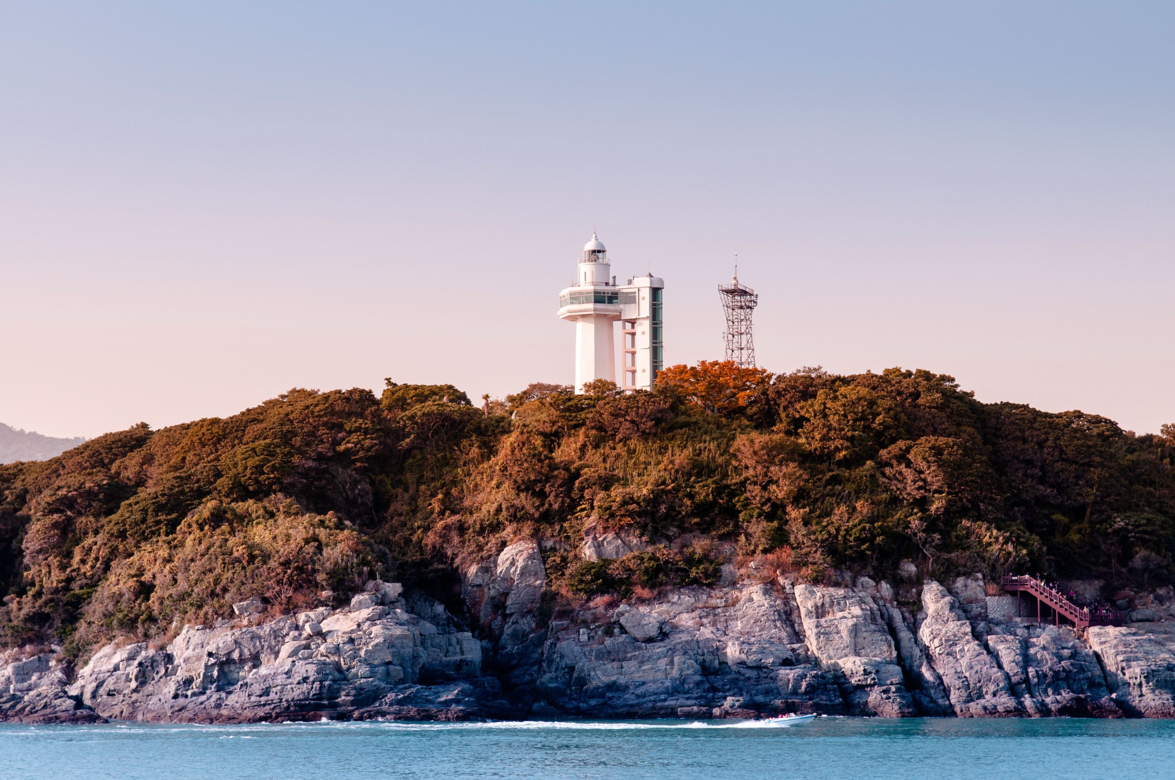 Sea cape and Odongdo lighthouse of Yeosu harbor, South Korea