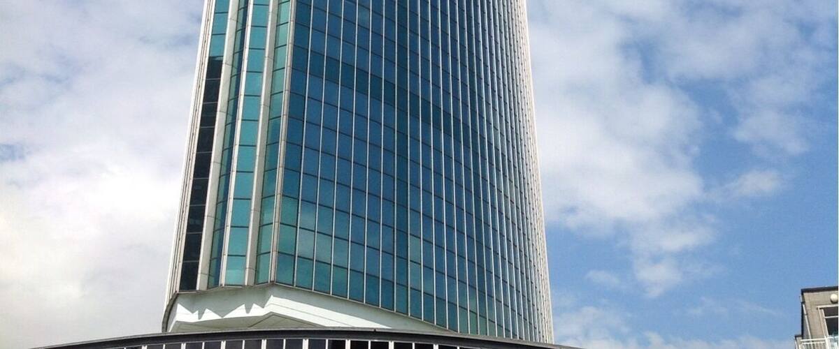 Some buildings look like they are about to be launched in space. http://en.wikipedia.org/wiki/Beurs-World_Trade_Center