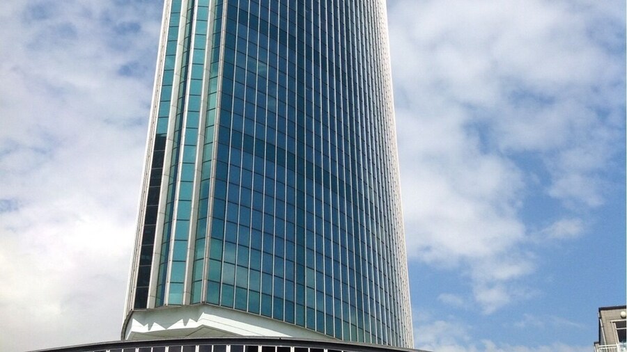 Some buildings look like they are about to be launched in space. http://en.wikipedia.org/wiki/Beurs-World_Trade_Center