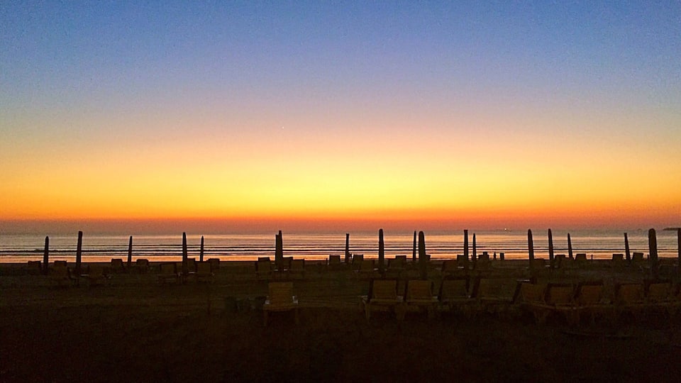 Amazing sun set - seafront promenade in Agadir