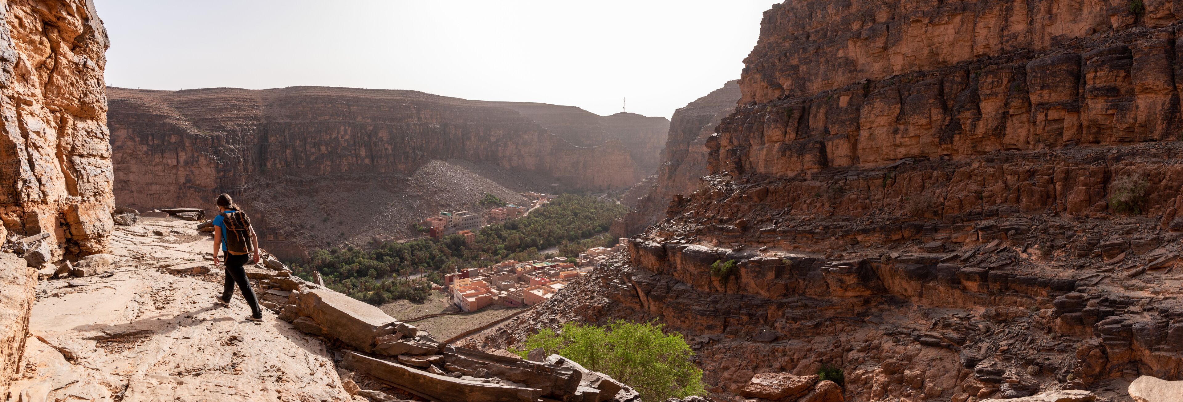 Panoramic view of famous Amtoudi gorge in the Anti-Atlas mountains