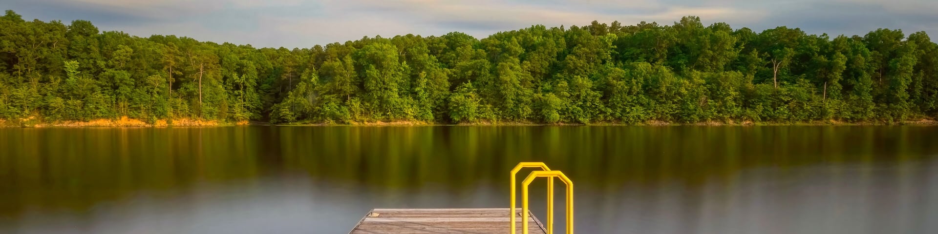 Wooden pier on the lake - Falls Lake reservoir
