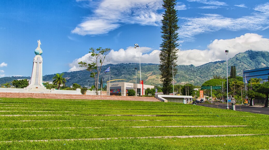 Jesus Christ stutue on the globe (Monument to the Divine Savior of the World), San Salvador, El Salvador, Central America