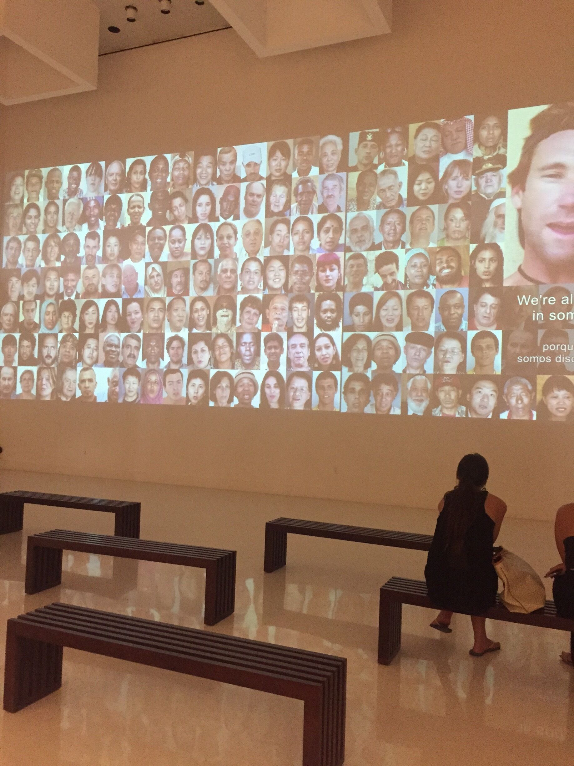 Video exhibition by Yann Arthus 
7 billion another's 
Thousands of video interviews from around the world to draw a large portrait of humanity ,about love, family, ...