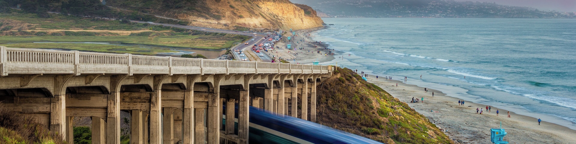 On a warm summer evening at the Torrey Pines Bridge, I sat waiting for the perfect timing for when the train passes by and the sun is setting. This scene is the perfect example of a summer in San Diego CA. #nature