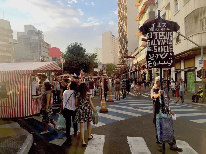 Sunday market at Liberade, São Paulo, Brazil 
Liberade (freedom) is a neighbourhood with predominantly Japanese settlement. This area has the highest number of Japanese people settled outside of Japan. A street market is set up here every Sunday, where we got our share of Japanese food in Brazil!This guy, we were told, hasn't missed coming here every year Sunday, at the exact same spot for years now. If he weren't there on a Sunday, people would know something was wrong!
 http://photos.sandeepachetan.com/Sao-Paulo-Brazil/ #RTWSC #latam