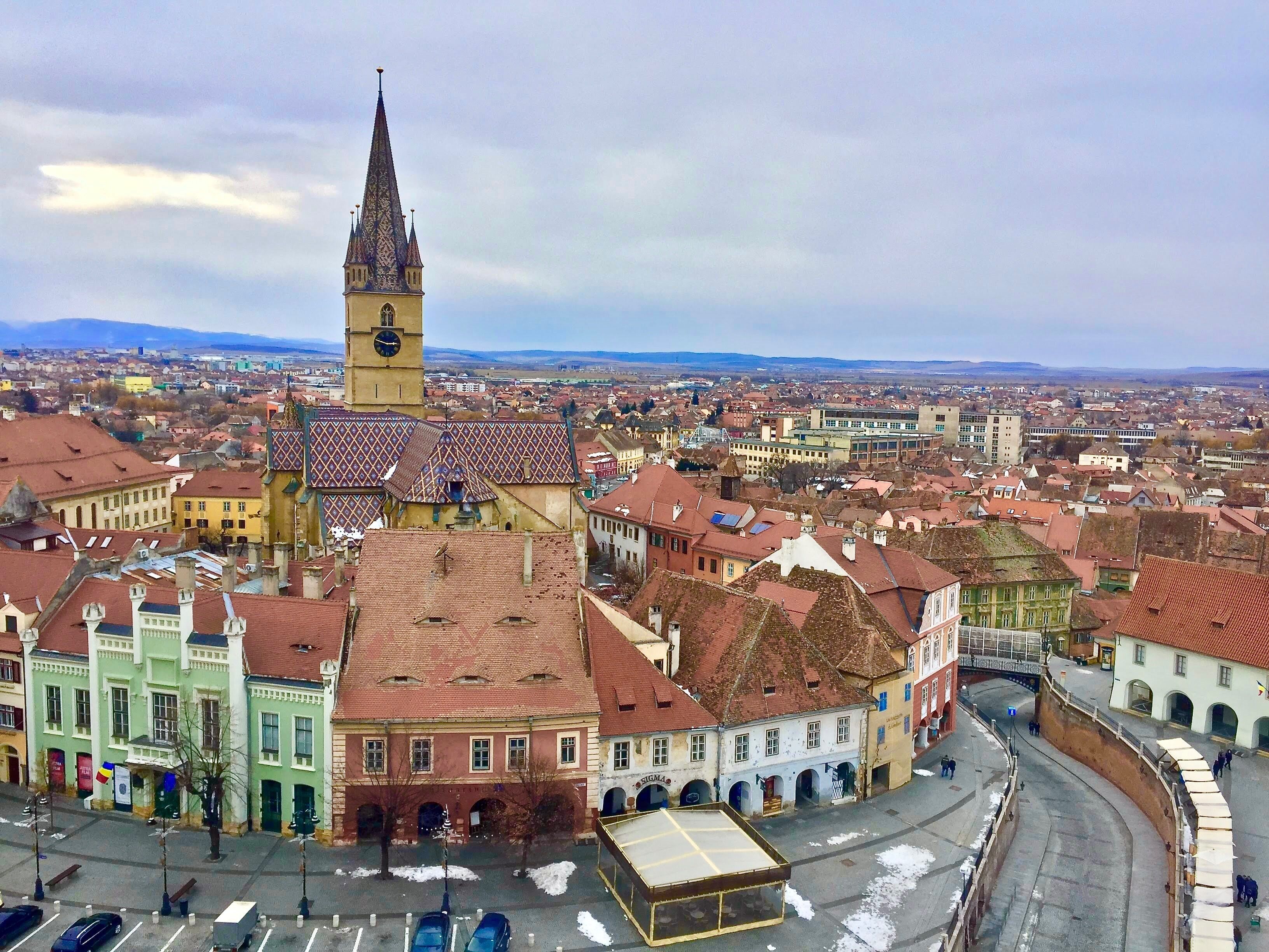 Climbing to the top of the Council Tower in Sibiu gives an amazing view of the city.