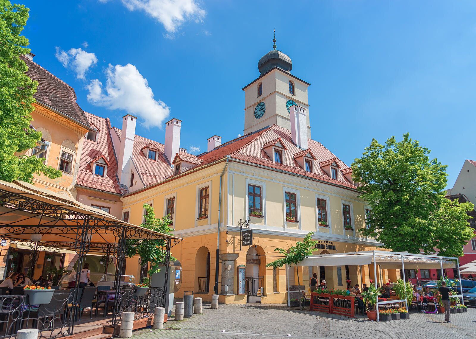 The council tower in Sibiu. Less than a buck gets you up for a 360 view of the city.

http://www.alwayswanderlust.com/sibiu-romania-the-heart-of-transylvania/