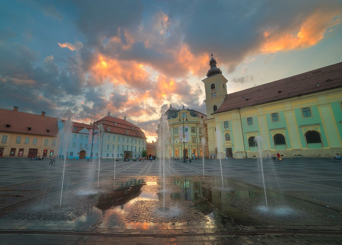 Sibiu used to be the Capital of Transylvania. It was called Hermannstadt in the middle ages and was built by the Saxons. You can clearly see it's Germanic influence in the architecture.

http://www.alwayswanderlust.com/a-guide-to-seven-cool-and-not-so-cool-cities-in-romania-where-is-romania/