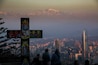 Take the cable car up San Cristóbal Hill at sunset. Santiago, Chile www.benhowe.net #southamerica #chile #cross #mountain #santigo #SanCristóbalHill