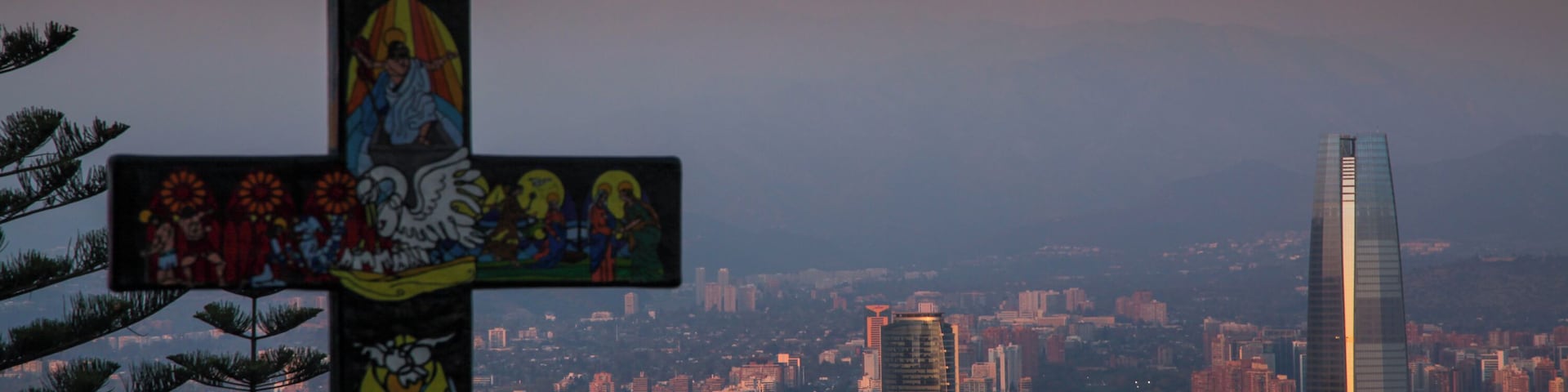 Take the cable car up San Cristóbal Hill at sunset. Santiago, Chile www.benhowe.net #southamerica #chile #cross #mountain #santigo #SanCristóbalHill