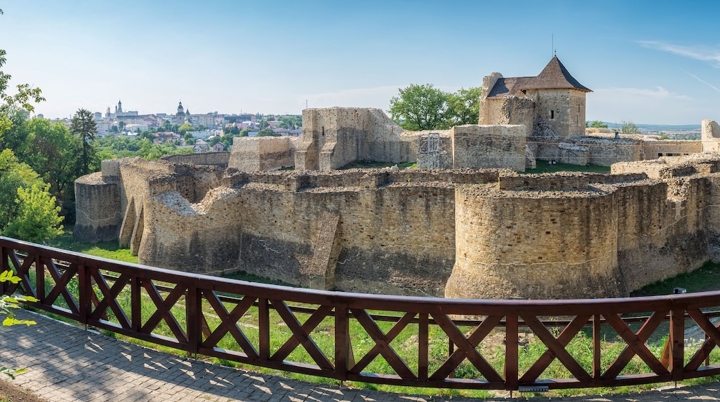 Panorama of medieval ruins of Suceava fortress in Suceava, Roman