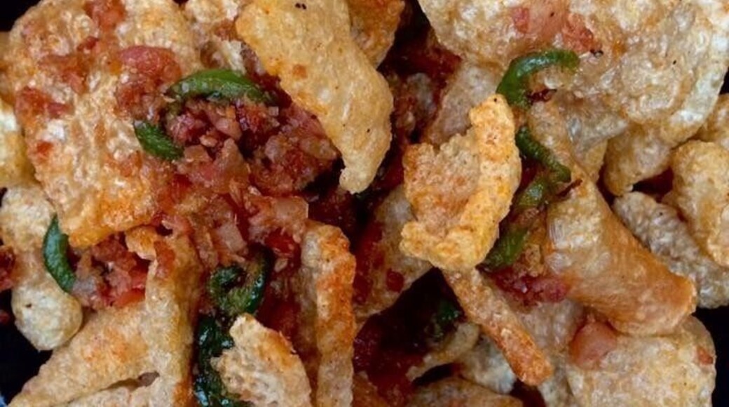 Pork Skin Nachos at Guy's Smokehouse in Louiseville